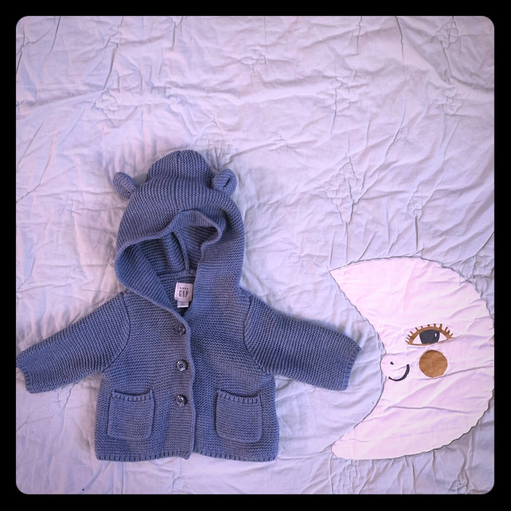 Baby Brannan Bear Sweater Blue Garter to 7lbs ears